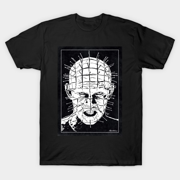 PINHEAD - Hellraiser (Black and White) T-Shirt by Famous Weirdos